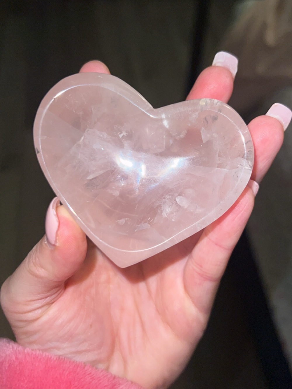 Heart-Shaped Rose Quartz small dish - Pink Crystal Heart